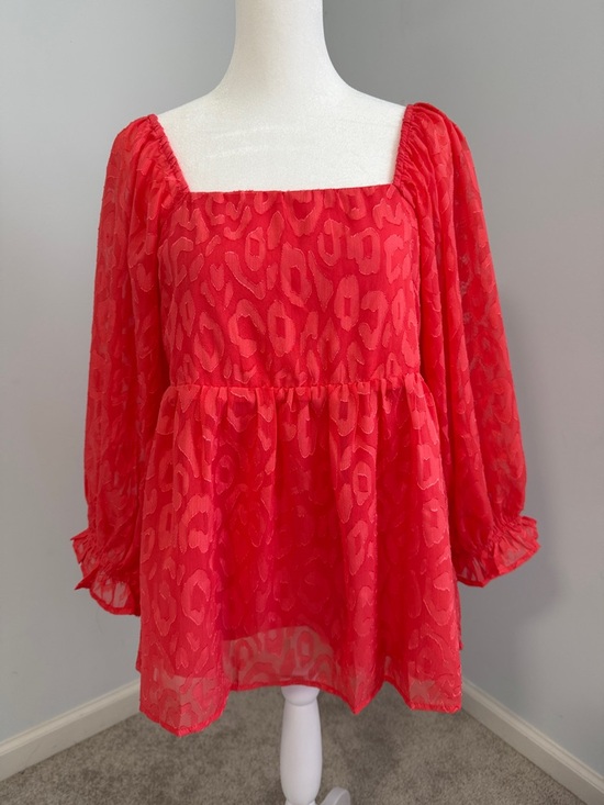 JODIFL Tops - JODIFL Women’s Coral Square-Neck Peplum Blouse SZS